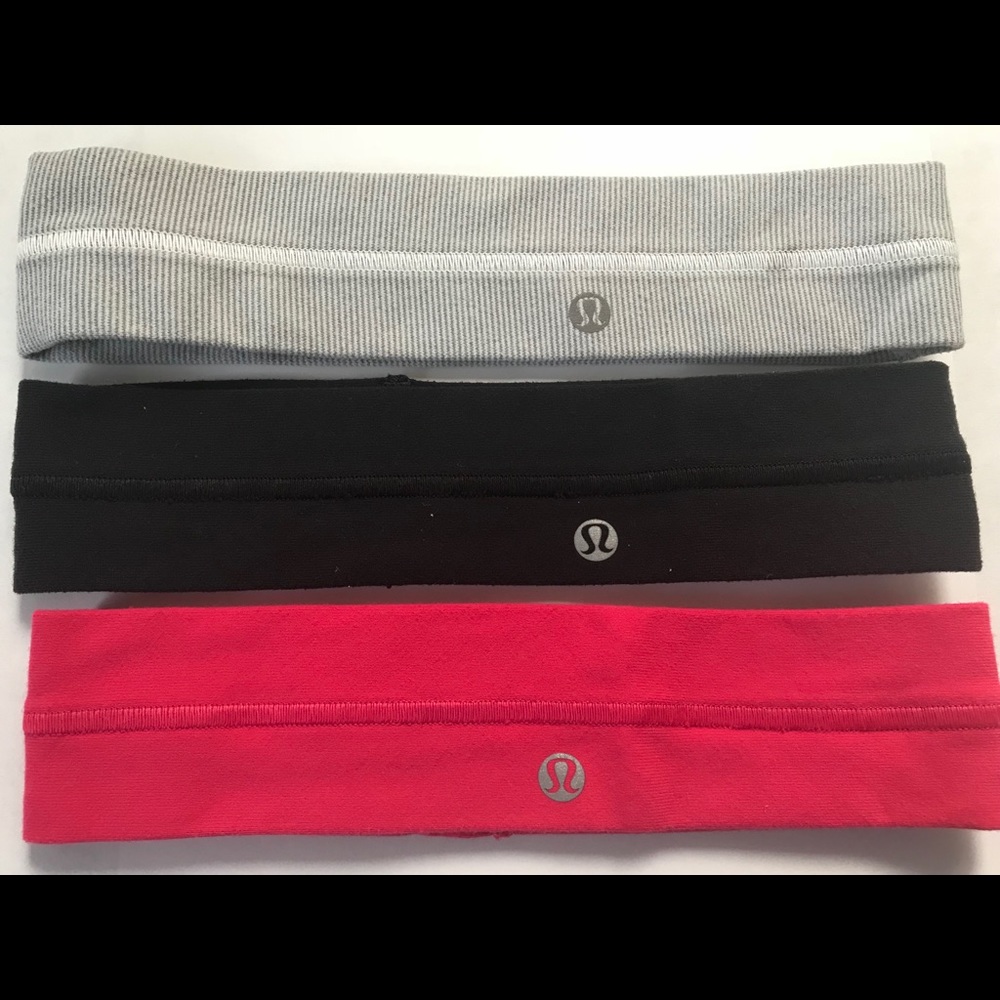 Bundle of 3 Lululemon Fly Away Tamer headbands EUC